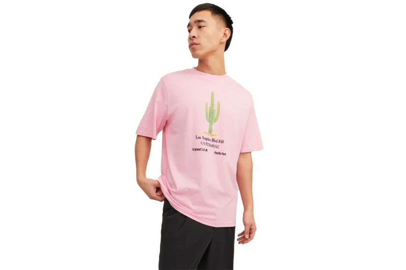 Jack And Jones Jorgrocery Ανδρικό Κοντομάνικο T-Shirt Ροζ