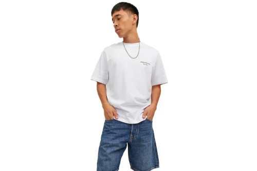 Jack And Jones Jorgrocery Tee Ss Crew Neck T-Shirt Ανδρικό (12230754 WHITE-FLOWER BAC)