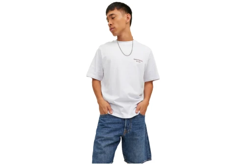 Jack And Jones Jorgrocery Tee Ss Crew Neck T-Shirt Ανδρικό (12230754 WHITE-FLOWER BAC)