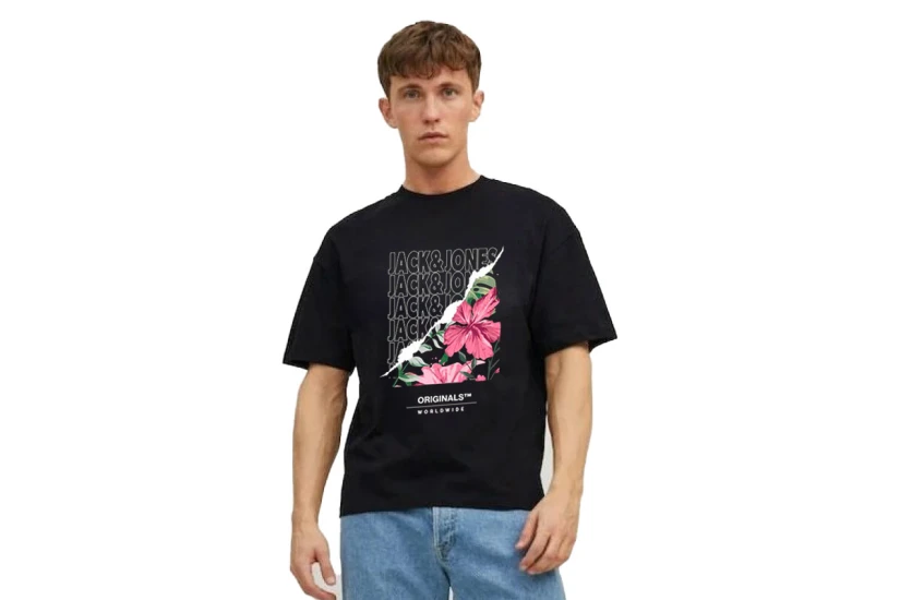 Jack And Jones Jorbooster Tee Ss Crew Neck Mar23 T-Shirt Ανδρικό (12232998 BLACK)