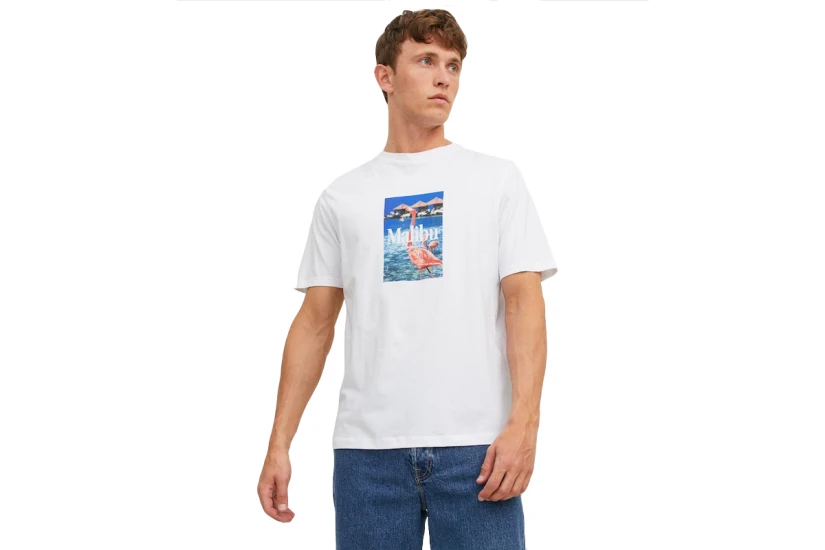 Jack And Jones Jorpalma Photo Ανδρικό Κοντομάνικο T-Shirt Λευκό