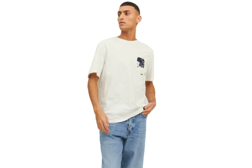 Jack And Jones Jortulum Pocket Tee Ss Crew Neck Ln T-Shirt Ανδρικό (12235290 CLOUD DANCER)