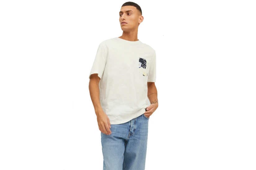 Jack And Jones Jortulum Pocket Tee Ss Crew Neck Ln T-Shirt Ανδρικό (12235290 CLOUD DANCER)