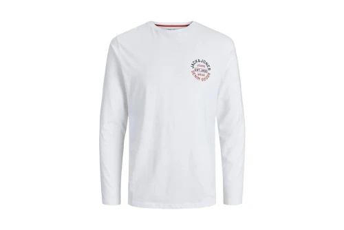 Jack And Jones Jjmikk Tee Ls Crew Neck Μπλούζα Με Λαιμόκοψη Ανδρική (12235747 WHITE-SMALL)