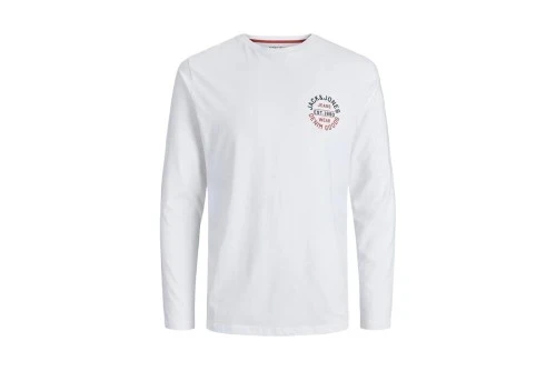 Jack And Jones Jjmikk Tee Ls Crew Neck Μπλούζα Με Λαιμόκοψη Ανδρική (12235747 WHITE-SMALL)