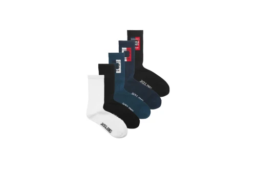 Jack And Jones Jaccolor Block Κάλτσες Ψηλές 5 Ζευγάρια (12237458 BLACK)