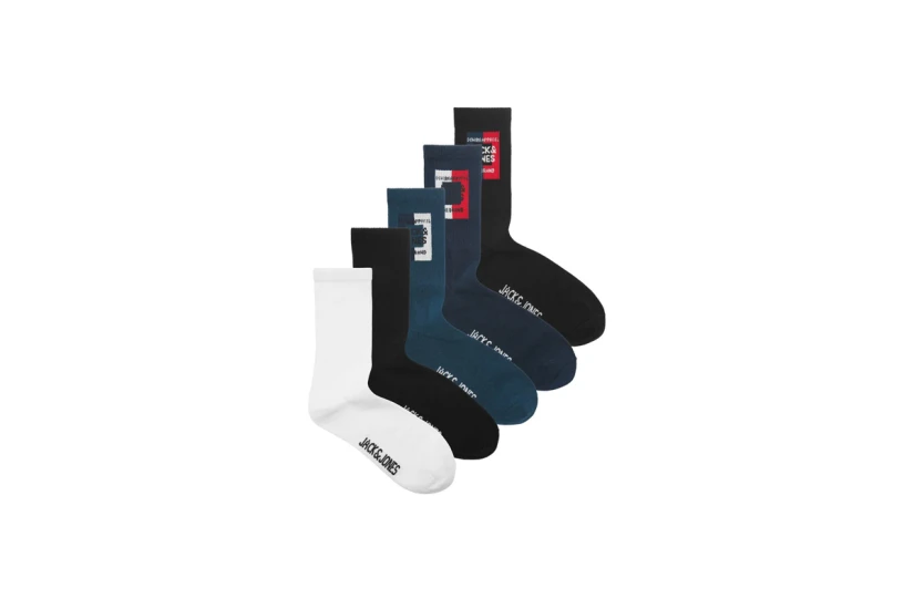 Jack And Jones Jaccolor Block Κάλτσες Ψηλές 5 Ζευγάρια (12237458 BLACK)