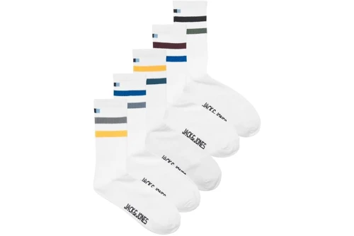 Jack And Jones Jacbradey Tennis Κάλτσες Ψηλές 5 Ζευγάρια (12237480 WHITE)
