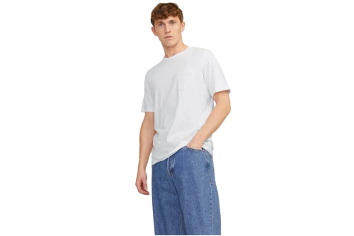 Jack And Jones Jjluis Pocket Ss Crew Neck T-Shirt Ανδρικό (12249184 WHITE)