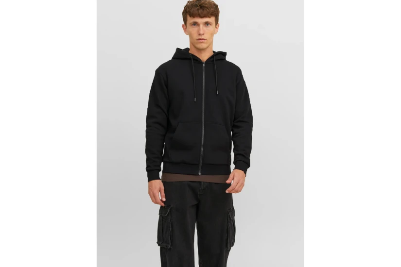 Jack & Jones Ανδρική Πολυεστερική Ζακέτα με Κουκούλα Μαύρη