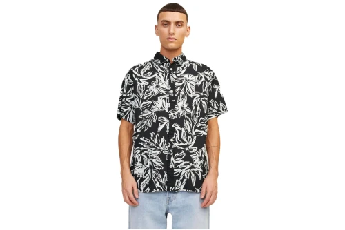Jack And Jones Jorlafayette Aop Shirt Ss Ln Πουκάμισο Κοντομάνικο Ανδρικό (12251023 BLACK)