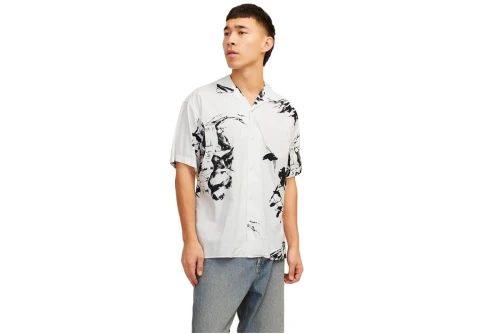 Jack And Jones Jprblapalma Πουκάμισο Κοντομάνικο Ανδρικό (12252948 BRIGHT WHITE-RELAXED)