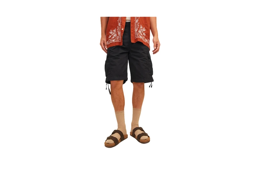 Jack And Jones Cargo Ανδρική Βερμούδα Μαύρη