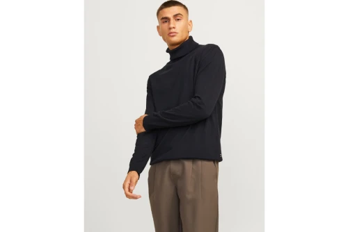 Jack And Jones Plain Turtleneck Μπλούζα Με Ψηλό Λαιμό Ανδρική (12258051 BLACK)
