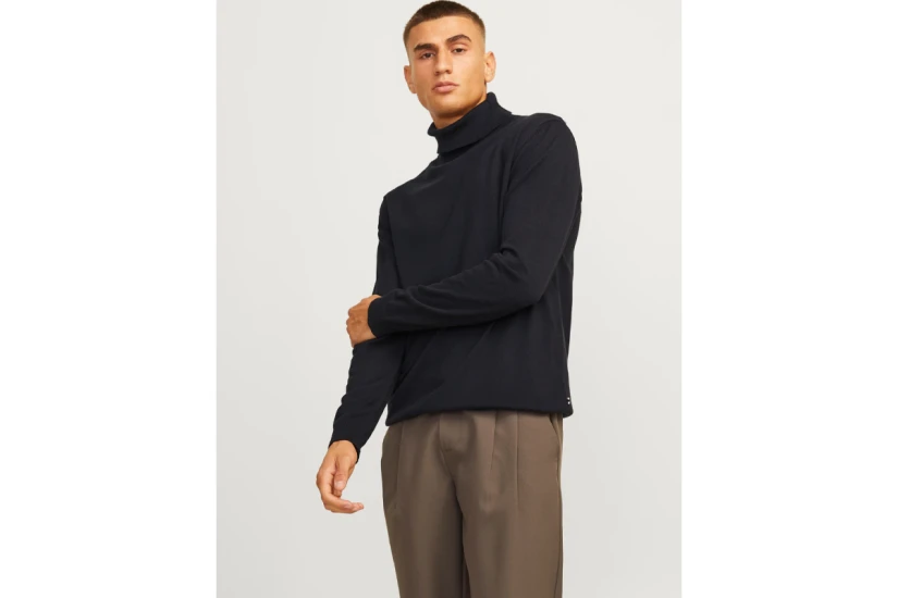 Jack And Jones Plain Turtleneck Μακρυμάνικη Μπλούζα Ζιβάγκο Μαύρη