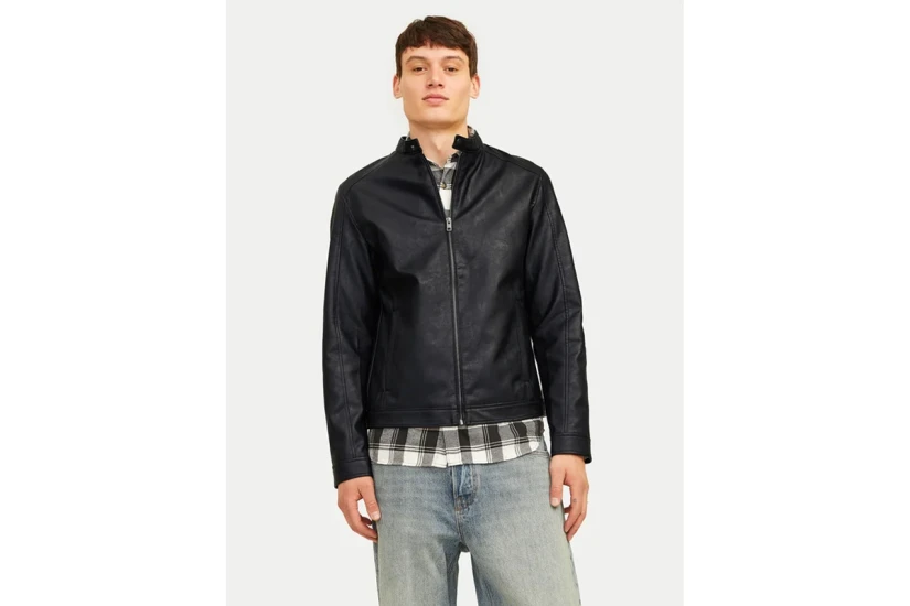 Jack And Jones Ανδρικό Μπουφάν από Δερματίνη Μαύρο