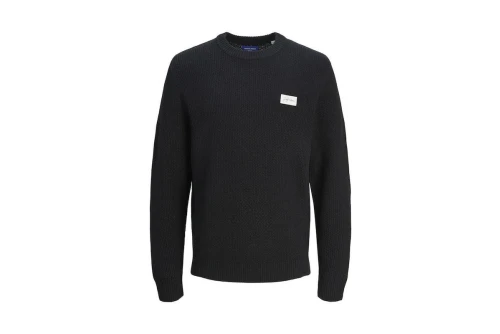 Jack And Jones Jorportland Badge Knit Crew Neck Πουλόβερ Ανδρικό (12262028 BLACK)