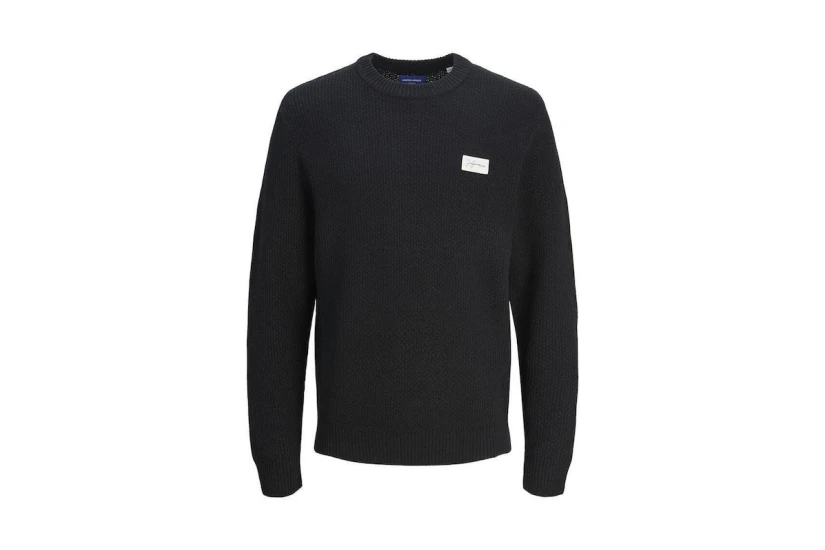 Jack & Jones Ανδρική Πλεκτή Μακρυμάνικη Μπλούζα με Λαιμόκοψη Μαύρη