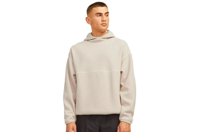 Jack And Jones Fleece Ανδρικό Φούτερ Με Κουκούλα Εκρού