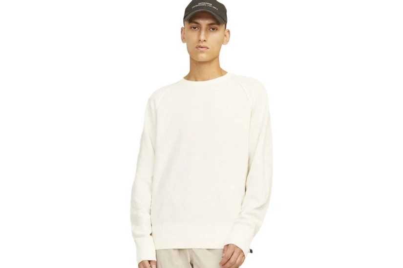 Jack & Jones Ανδρική Μακρυμάνικη Πλεκτή Μπλούζα Λευκή