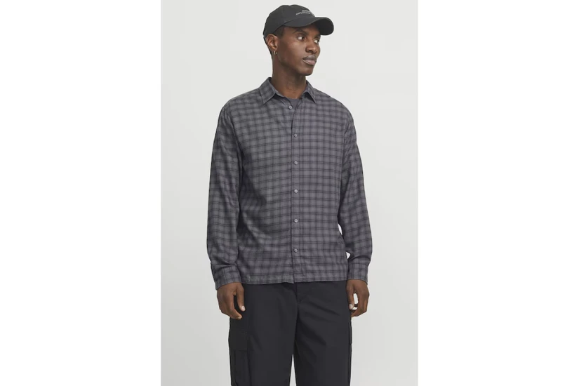 Jack & Jones Jcocharlie Ανδρικό Μακρυμάνικο Πουκάμισο Ανθρακί, Μαύρο
