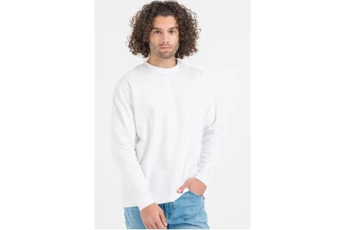 Jack And Jones Jcokinetic Ls Tee Crew Neck Μπλούζα Με Λαιμόκοψη Ανδρική (12266460 BRIGHT WHITE-SILVER S)