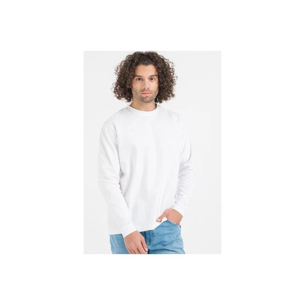 Jack And Jones Jcokinetic Ls Tee Crew Neck Μπλούζα Με Λαιμόκοψη Ανδρική (12266460 BRIGHT WHITE-SILVER S)