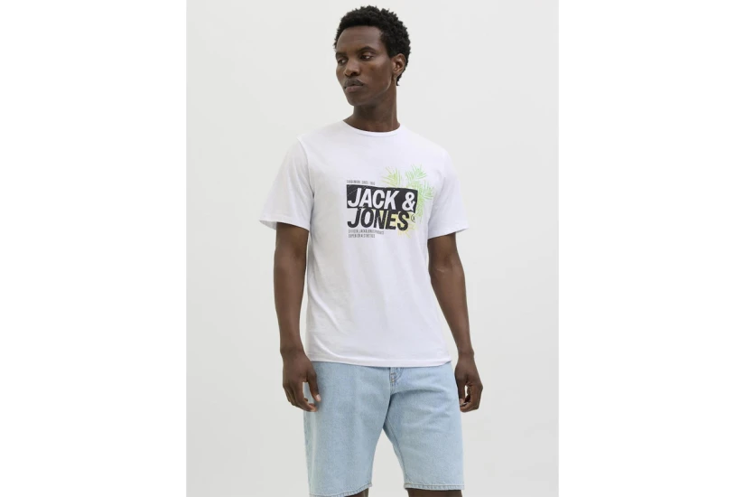 Jack And Jones Jjjaxon Ανδρικό Κοντομάνικο T-Shirt Λευκό