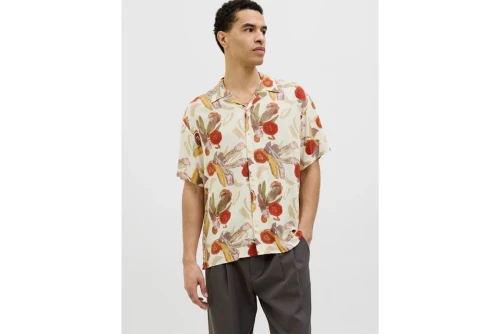 Jack And Jones Jorluke Varenna Πουκάμισο Κοντομάνικο Ανδρικό (12271111 ANTIQUE WHITE)