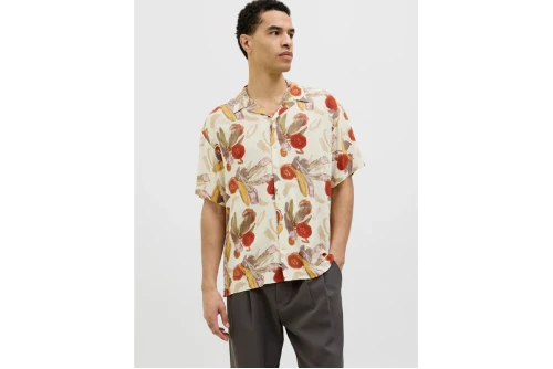 Jack And Jones Jorluke Varenna Πουκάμισο Κοντομάνικο Ανδρικό (12271111 ANTIQUE WHITE)