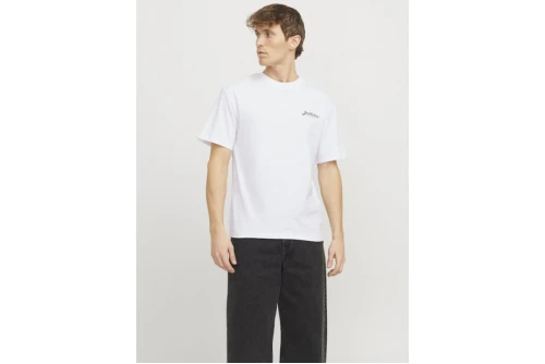 Jack And Jones Jjbeau Ss Frontprint Crew Neck Ln T-Shirt Ανδρικό (12275012 WHITE)