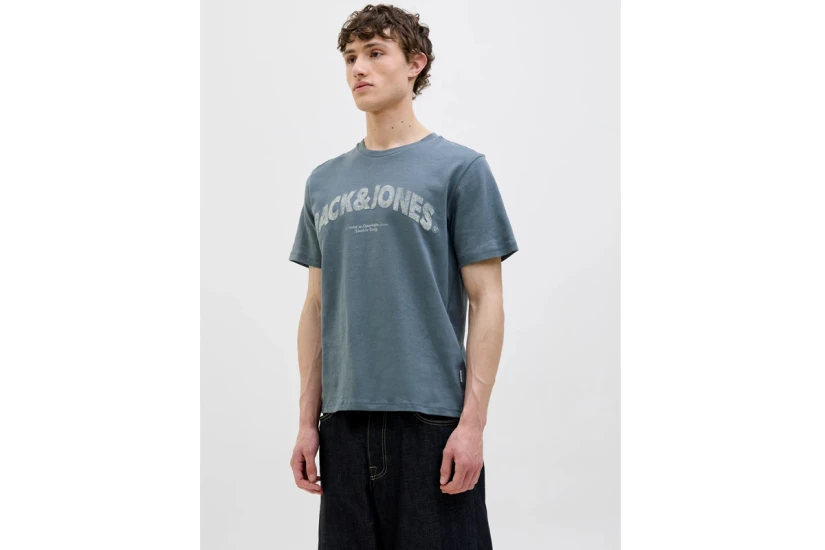 Jack And Jones Ανδρικό Κοντομάνικο T-Shirt Γκρι Σκούρο