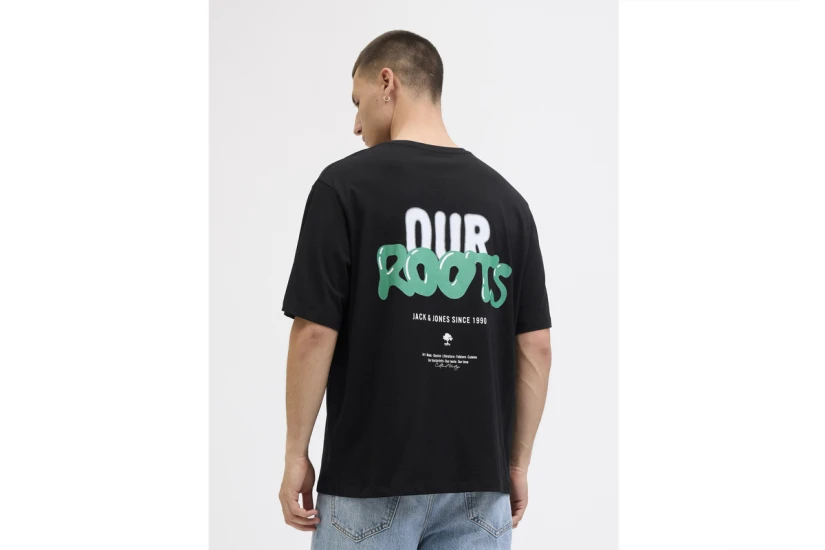 Jack And Jones Jjwobly Ανδρικό Κοντομάνικο T-Shirt Μαύρο