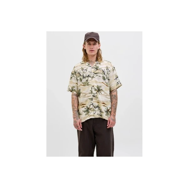 Jack And Jones Jprbluhendrix Print Πουκάμισο Κοντομάνικο Ανδρικό (12278994 SILVER LINING) Jack And Jones Jprbluhendrix Print Πουκάμισο Κοντομάνικο Ανδρικό (12278994 SILVER LINING)