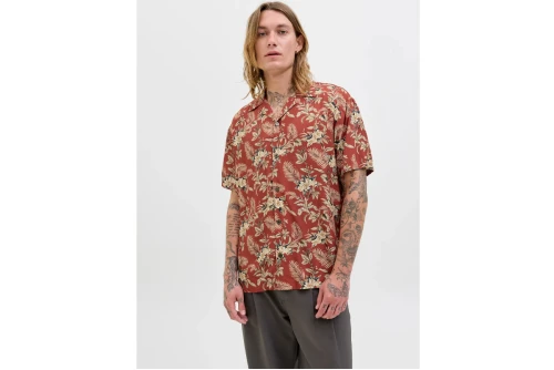 Jack And Jones Jprbluhendrix Print Πουκάμισο Κοντομάνικο Ανδρικό (12278994 TANDOORI SPICE)