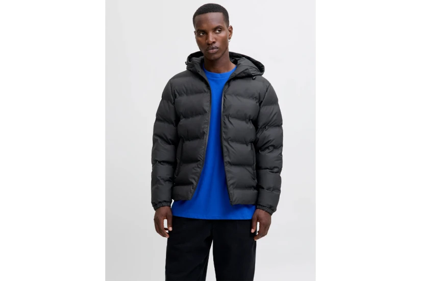 Jack And Jones Ανδρικό Μπουφάν Puffer με Κουκούλα Μαύρο