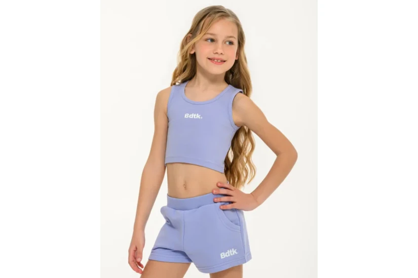 Body Talk Ribbed Παιδικό Αμάνικο Crop Top Λιλά
