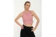 Body Talk Γυναικείο Αμάνικο Crop Top Ροζ