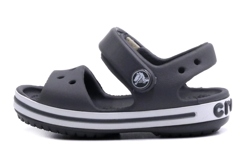 Crocs Crocband Βρεφικά-Παιδικά Σανδάλια Ανθρακί, Λευκά