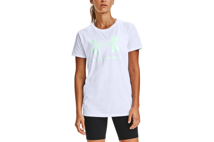 Under Armour Sportstyle Logo Κοντομάνικο T-Shirt Λευκό, Άκουα