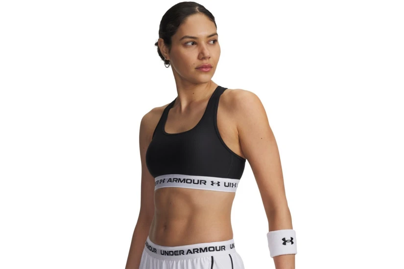 Under Armour Crossback Medium Γυναικείο Μπουστάκι Μαύρο, Λευκό