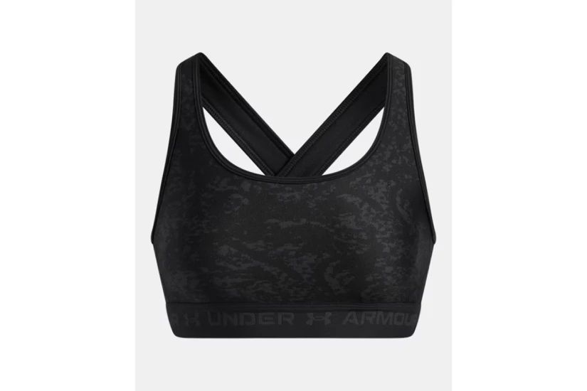 Under Armour Crossback Mid Print Γυναικείο Μπουστάκι Μαύρο, Ανθρακί