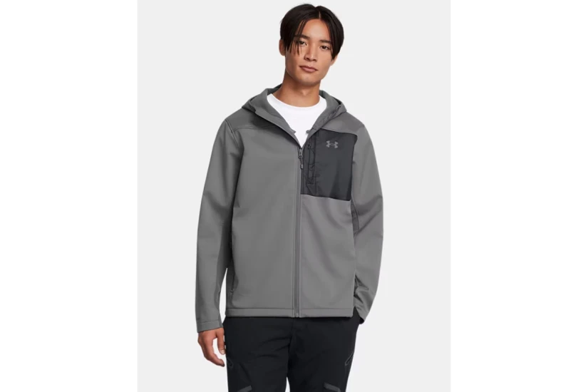 Under Armour Shield Ανδρικό Μπουφάν με Κουκούλα Softshell Γκρι, Μαύρο