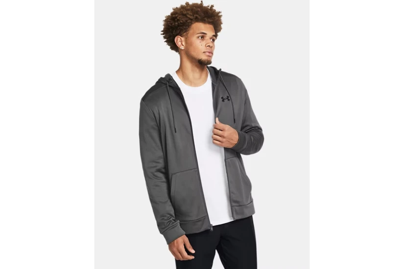 Under Armour Fleece Ανδρική Πολυεστερική Ζακέτα με Κουκούλα Γκρι