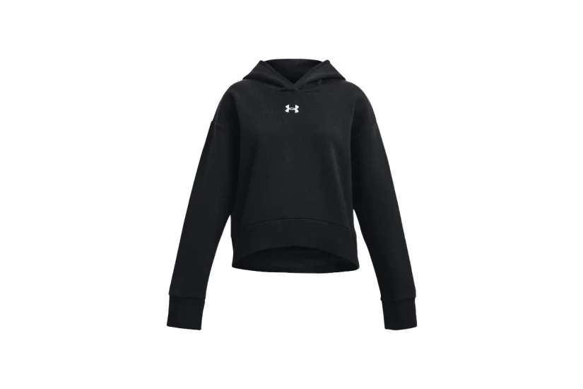Under Armour Rival Fleece Παιδικό Cropped Φούτερ με Κουκούλα Μαύρο
