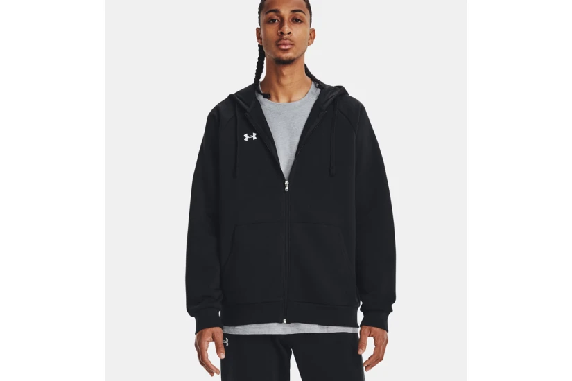 Under Armour Rival Fleece Ανδρική Βαμβακερή Ζακέτα με Κουκούλα Μαύρη