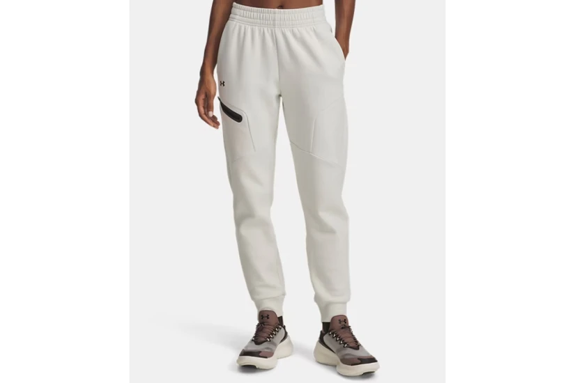 Under Armour Unstoppable Fleece Γυναικείο Παντελόνι Φόρμας Εκρού