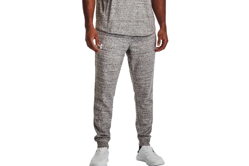 Under Armour Rival Terry Ανδρικό Παντελόνι Φόρμας Γκρι Ανοιχτό