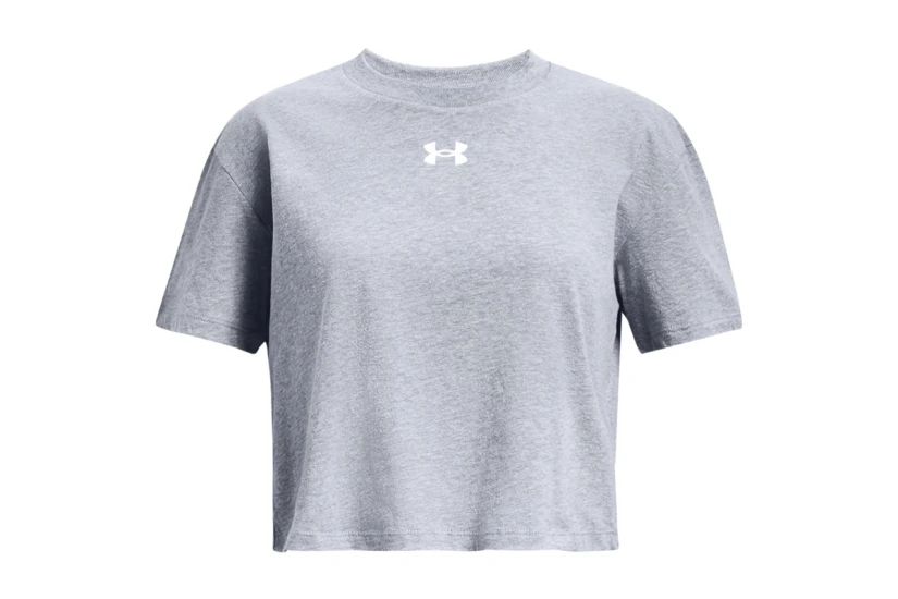 Under Armour Sportstyle Logo Κοντομάνικη Crop Top Μπλούζα Γκρι