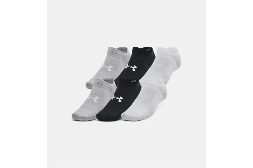 Under Armour Essential Lightweight Κοντές Kάλτσες Μαύρες, Λευκές, Γκρι 6 Ζευγάρια